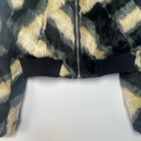 Zara Black and Cream Faux Fur Jacket XS - Picture 4 of 9